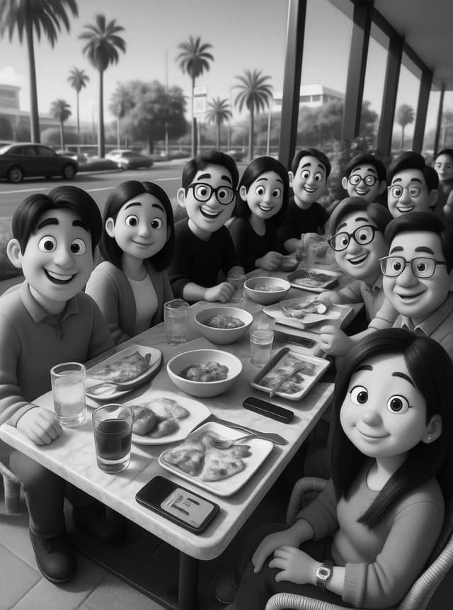 Friends lined up together outdoors