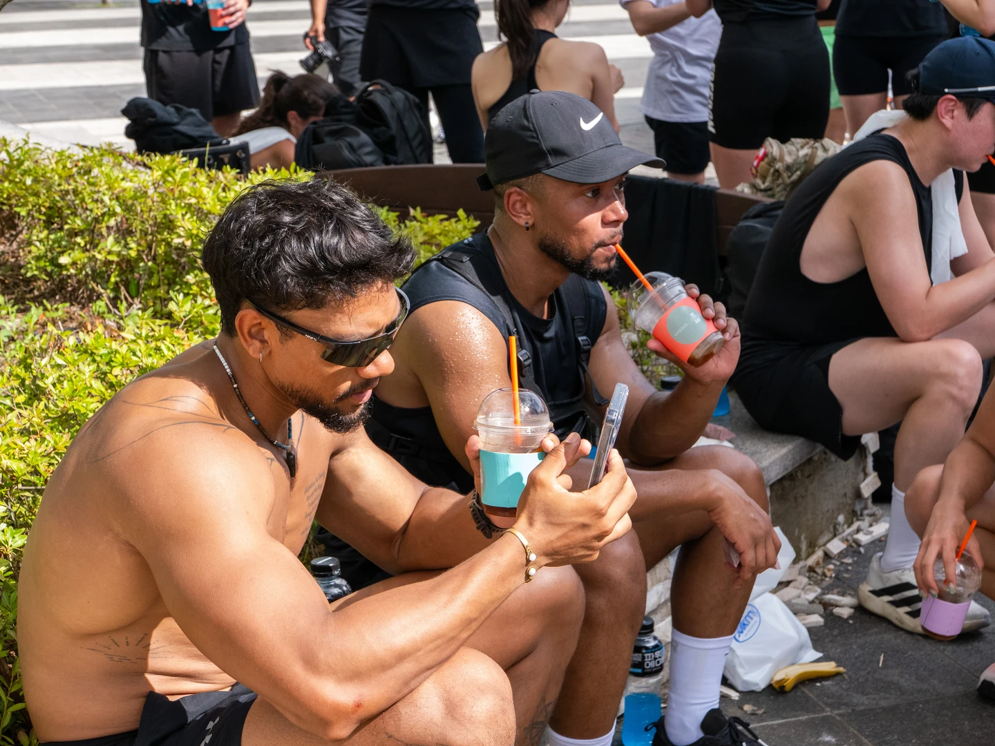RUN N'ICE members resting and talking after the event