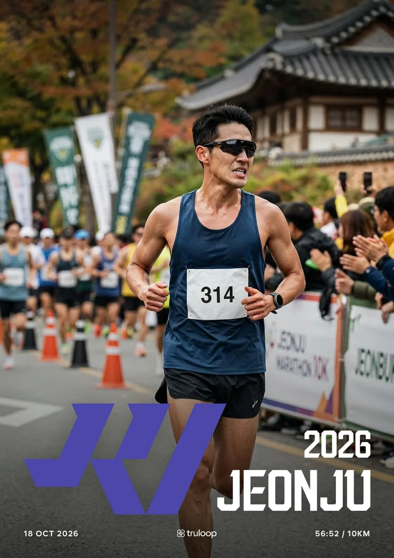 R1 2026 전주 레이스 사진 포스터 예시. 하단 중앙에 truloop 로고.