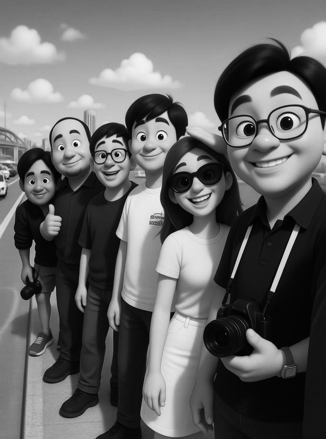 Friends lined up together outdoors